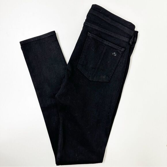 Rag & Bone Coated Black Mid Rise Skinny Jeans Size 29 - Picture 9 of 12